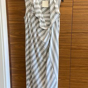 Ivan Grundahl Dress, Size L, Gray & White Stripe